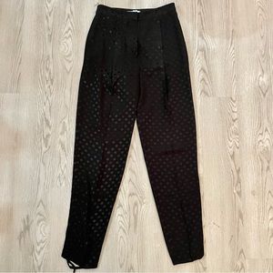 Tibi Black Polka Dot Jacquard Pleated Sculpted Pant High Rise Drawstring Jogger